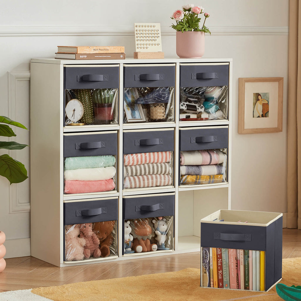 Lifewit Collapsible Cube Storage Boxes, Clothes Organiser with Clear Window, Set of 6