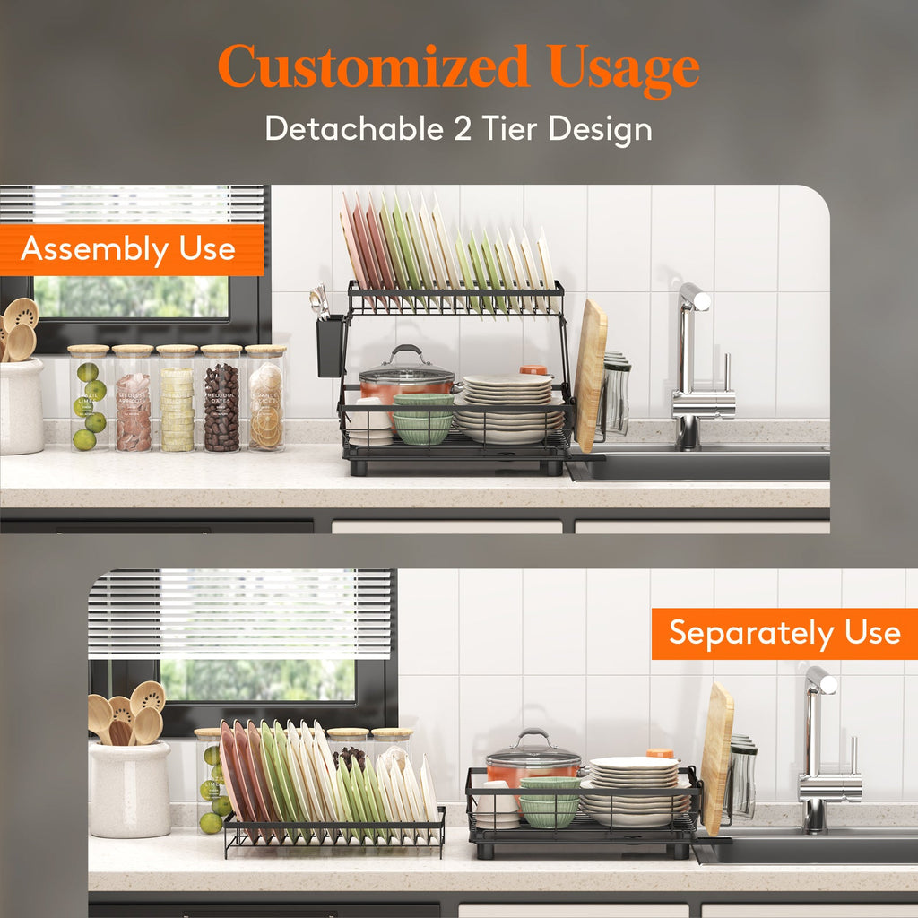 Lifewit Best Dish Drying Rack,  2 Tier Dish Drying Rack, Kitchenaid Dish Drying Rack