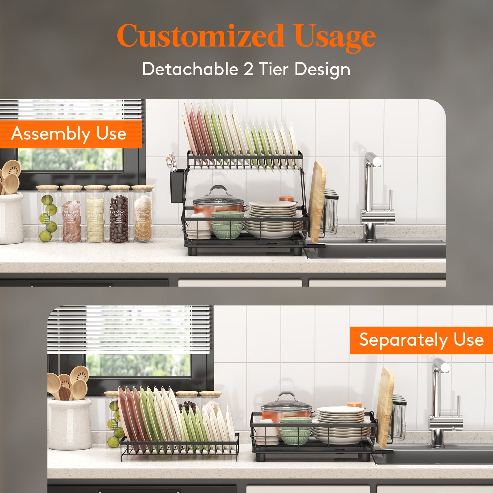 Lifewit Best Dish Drying Rack,  2 Tier Dish Drying Rack, Kitchenaid Dish Drying Rack