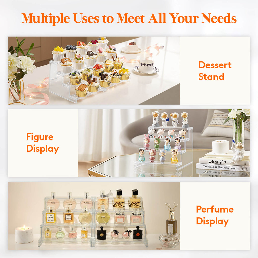 Lifewit Acrylic Display Stand, Perfume Organizer Shelf, Tiered Display Risers for Funko, Cupcake