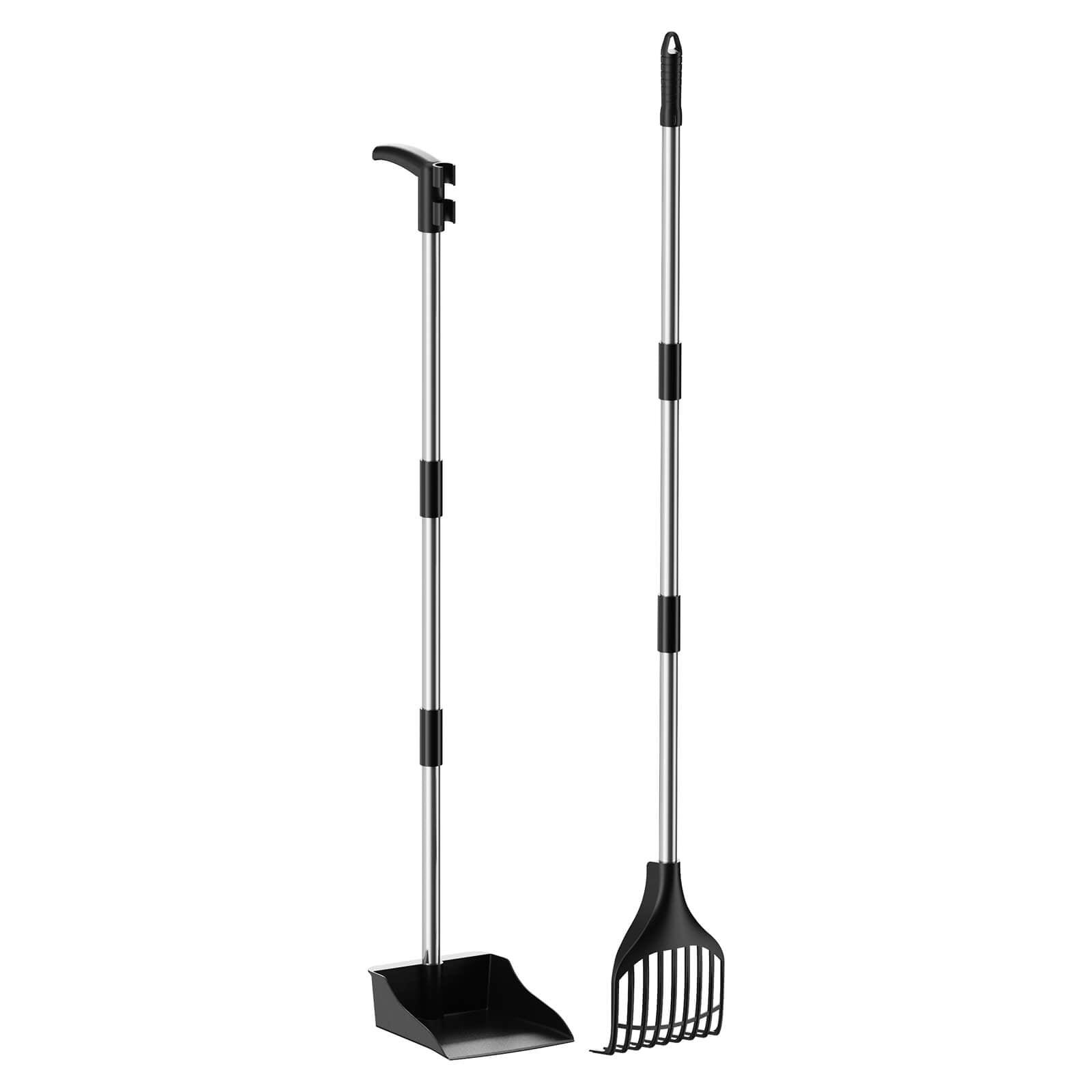 Lifewit Dog Poop Scooper, Long Handle Leaf Rake & Tray for Garden, Yard, Lawn