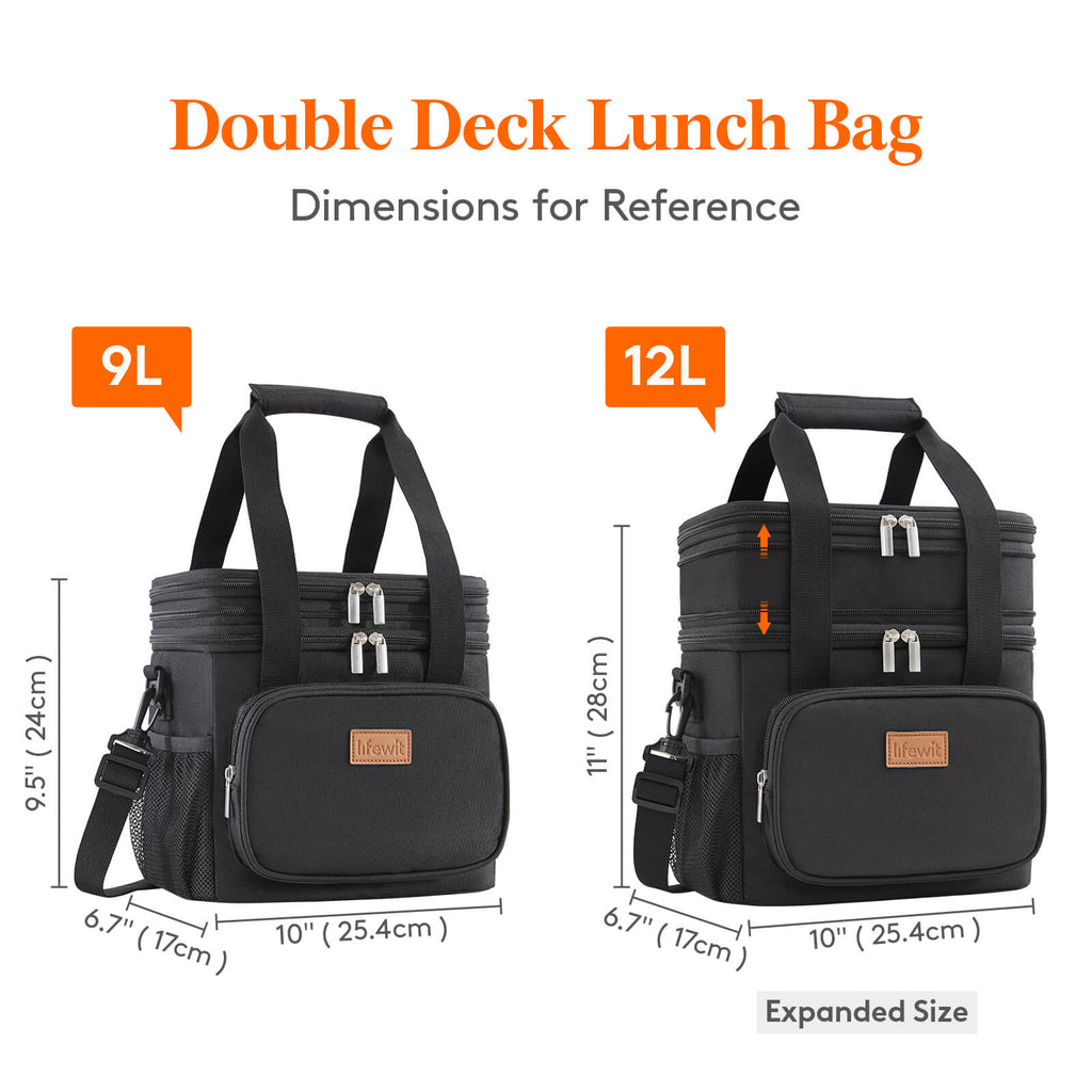 Lifewit Double Deck Lunch Bag, Large Insulated Soft Cooler Bag, Lunch Bag for Men Women