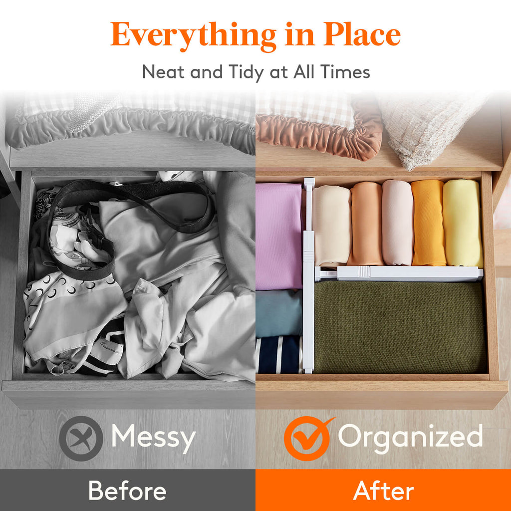 Lifewit Drawer Dividers for Clothes, Plastic Drawer Organizer for Kitchen/Desk/Closet/Silverware