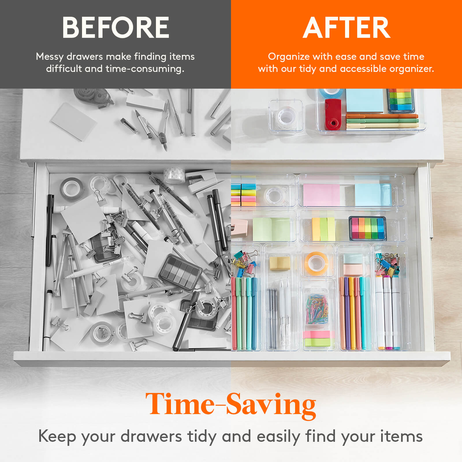 Lifewit 19 PCS Plastic Drawer Organizer for Desk, Makeup, Jewelry, Kitchen, Bathroom