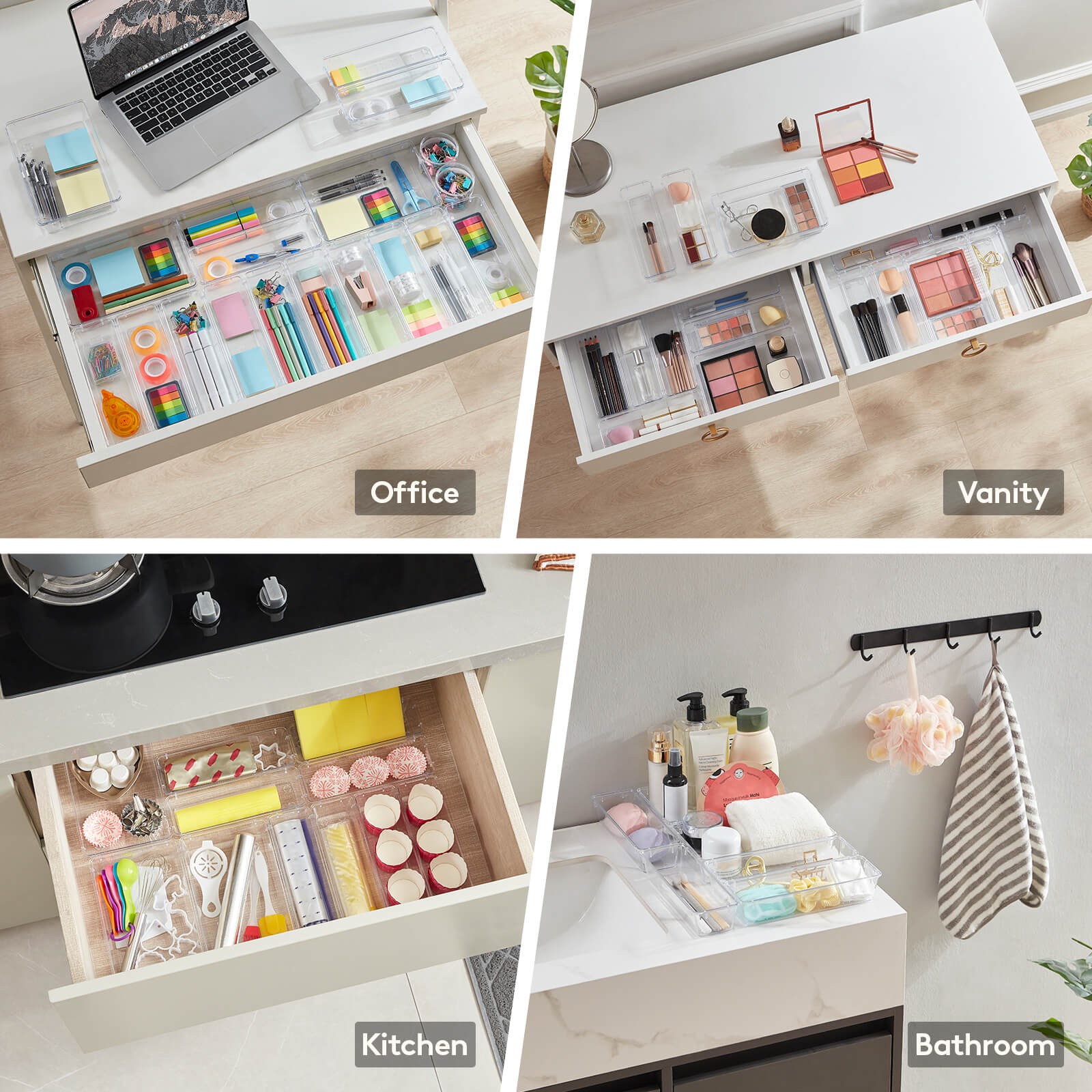 Lifewit 17 PCS Plastic Drawer Organizer for Desk, Makeup, Jewelry, Kitchen, Bathroom