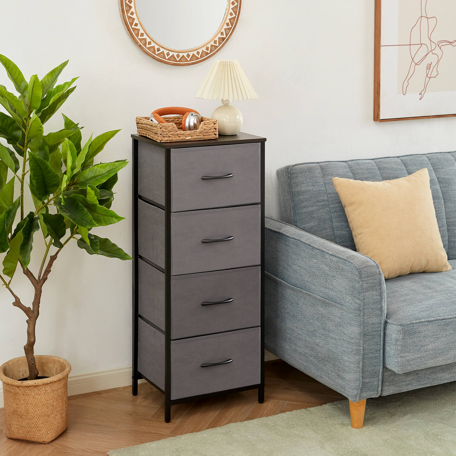 Lifewit 4 Drawer Dresser, Tall Dresser Nightstand, Chest of Drawers for Bedroom Nursery