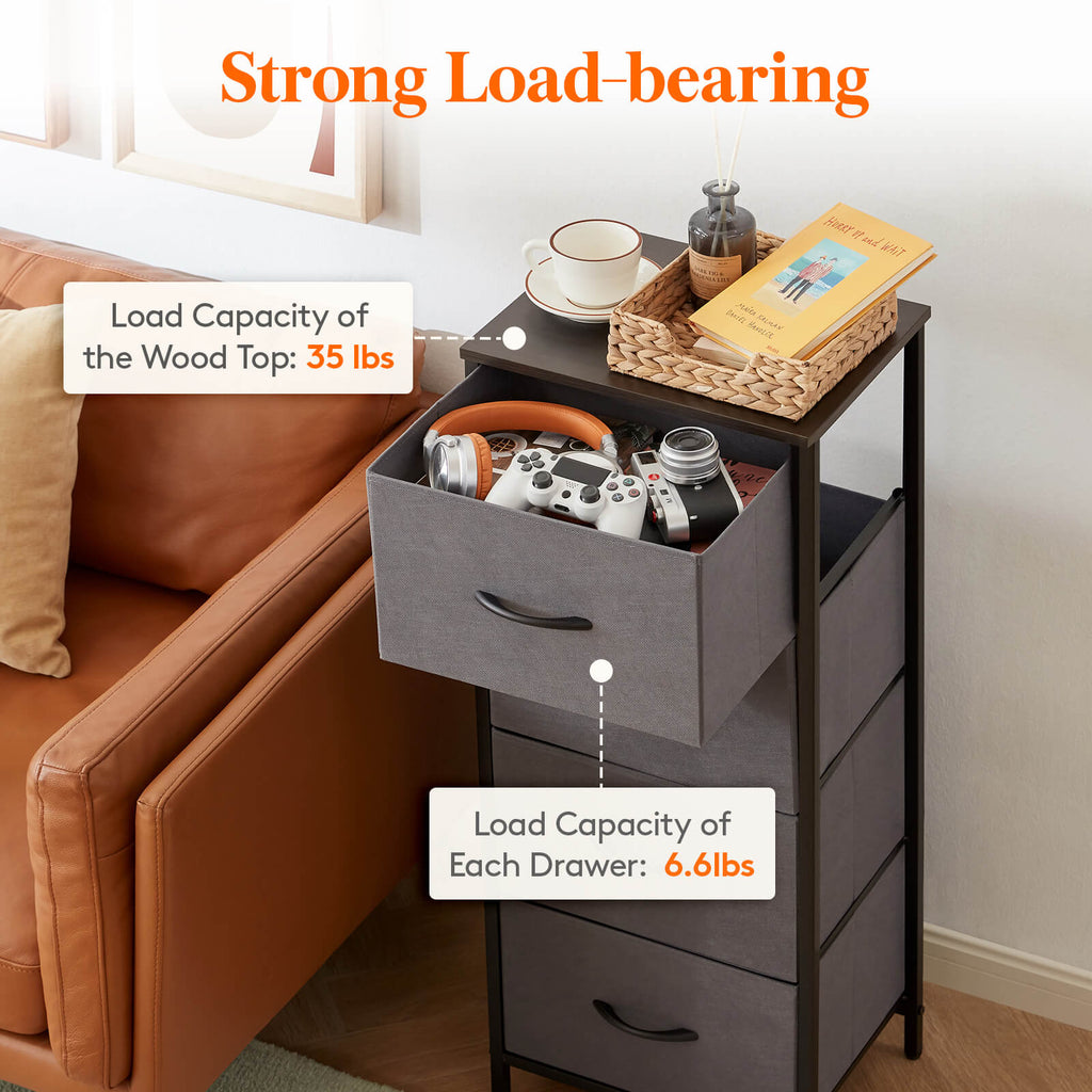 Lifewit 4 Drawer Dresser, Tall Dresser Nightstand, Chest of Drawers for Bedroom Nursery