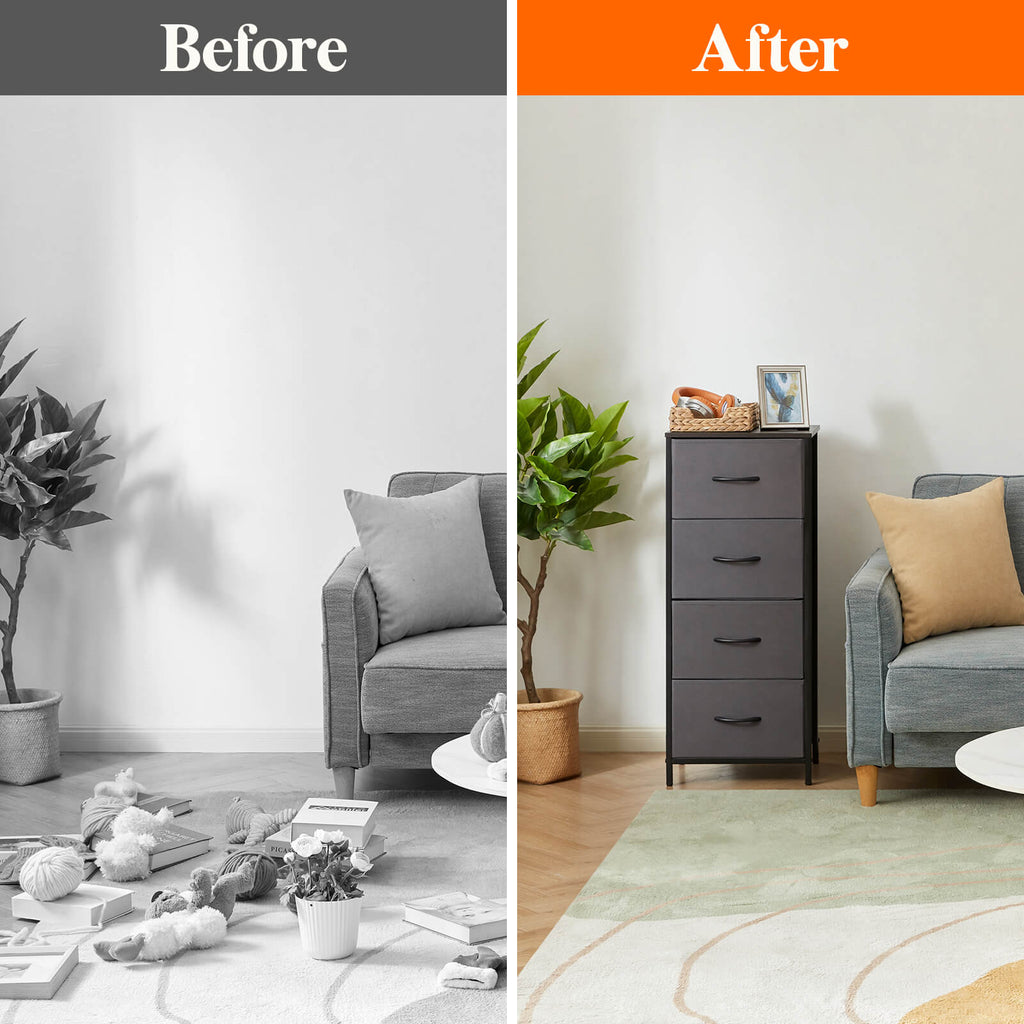 Lifewit 4 Drawer Dresser, Tall Dresser Nightstand, Chest of Drawers for Bedroom Nursery