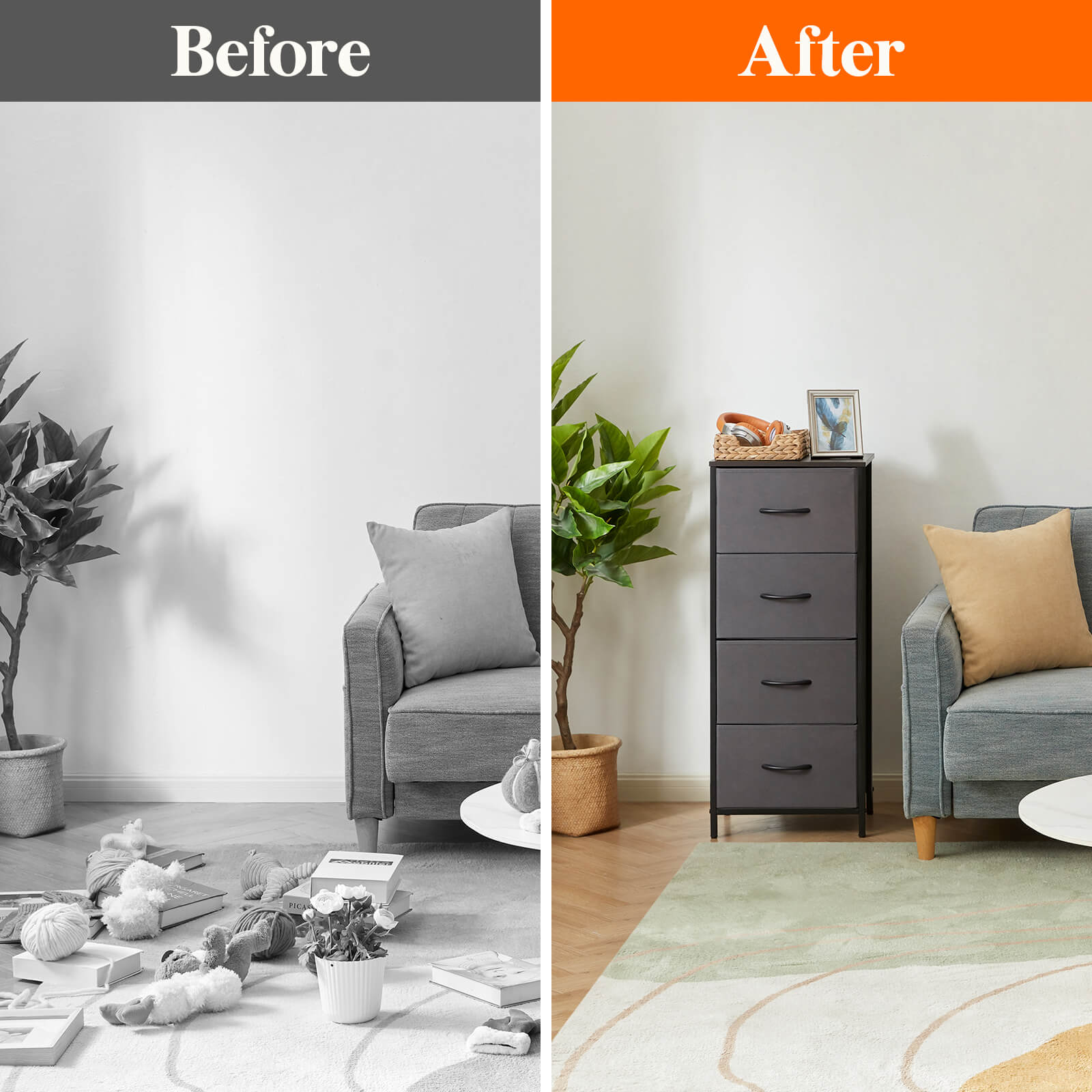 Lifewit 4 Drawer Dresser, Tall Dresser Nightstand, Chest of Drawers for Bedroom Nursery