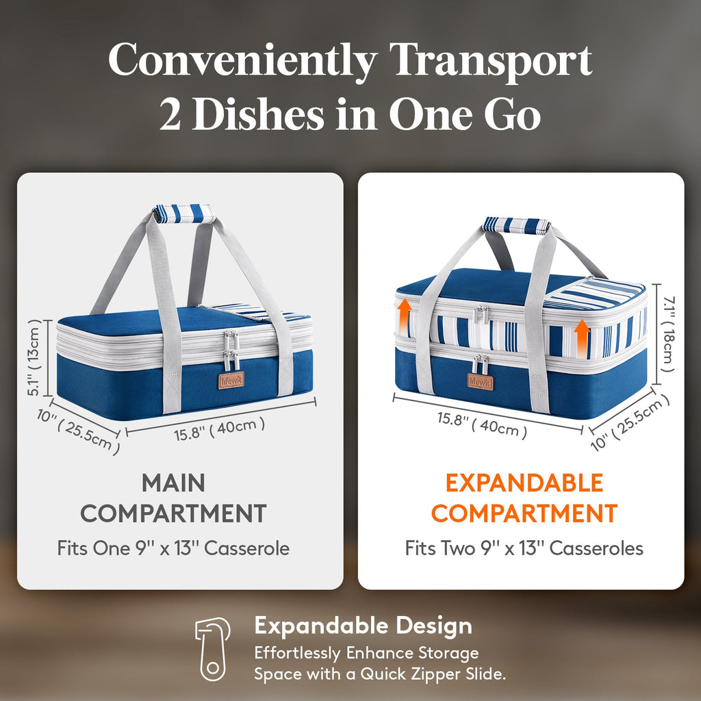 Lifewit insulated double casserole carrier thermal lunch tote