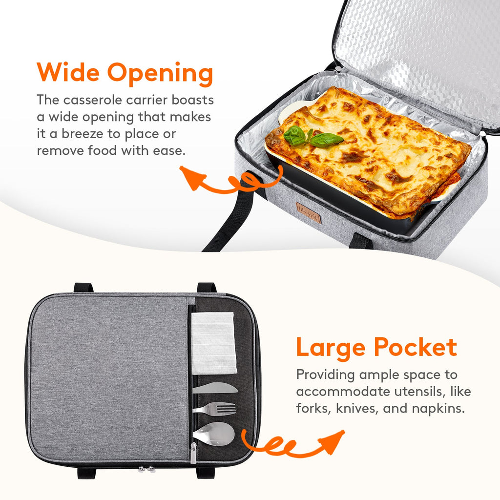 Lifewit insulated double casserole carrier thermal lunch tote