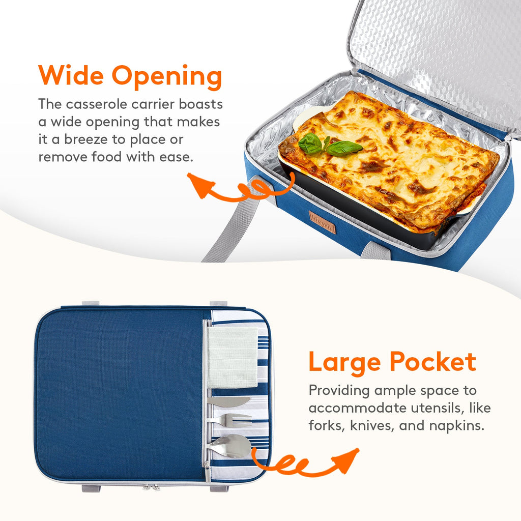 Lifewit insulated double casserole carrier thermal lunch tote