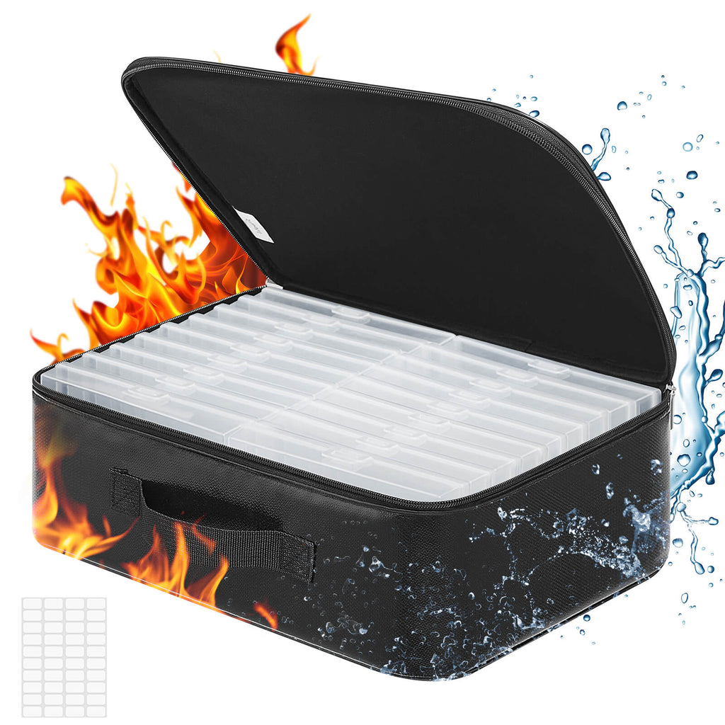 Lifewit Fireproof Photo Storage Organizer Box with 18 Inner 4''x6'' Clear Photo Keeper Boxes