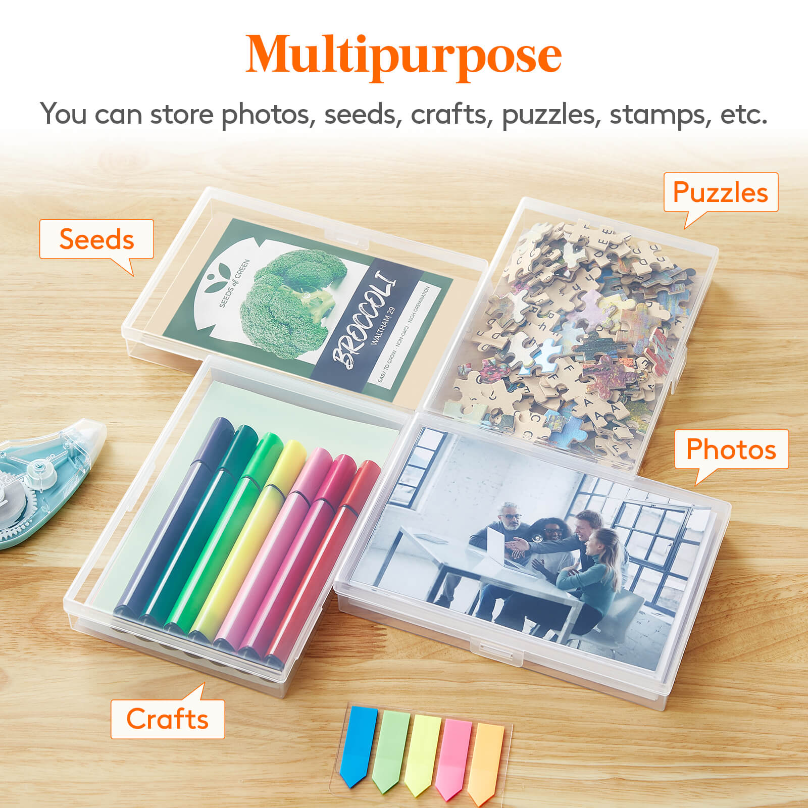 Lifewit Fireproof Photo Storage Organizer Box with 18 Inner 4''x6'' Clear Photo Keeper Boxes