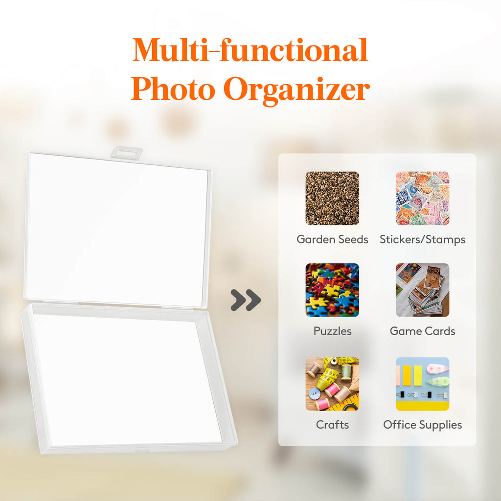 Lifewit Fireproof Photo Storage Organizer Box with 18 Inner 4''x6'' Clear Photo Keeper Boxes