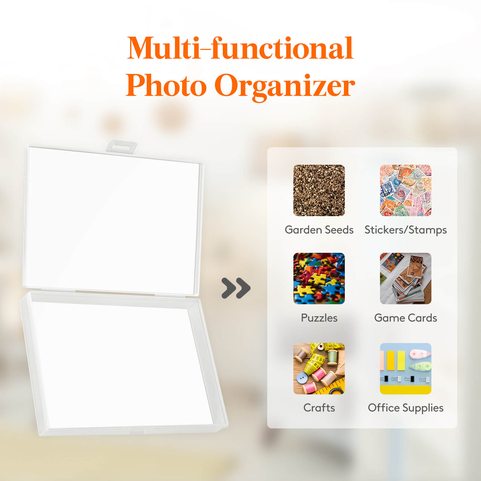 Lifewit Fireproof Photo Storage Organizer Box with 18 Inner 4''x6'' Clear Photo Keeper Boxes