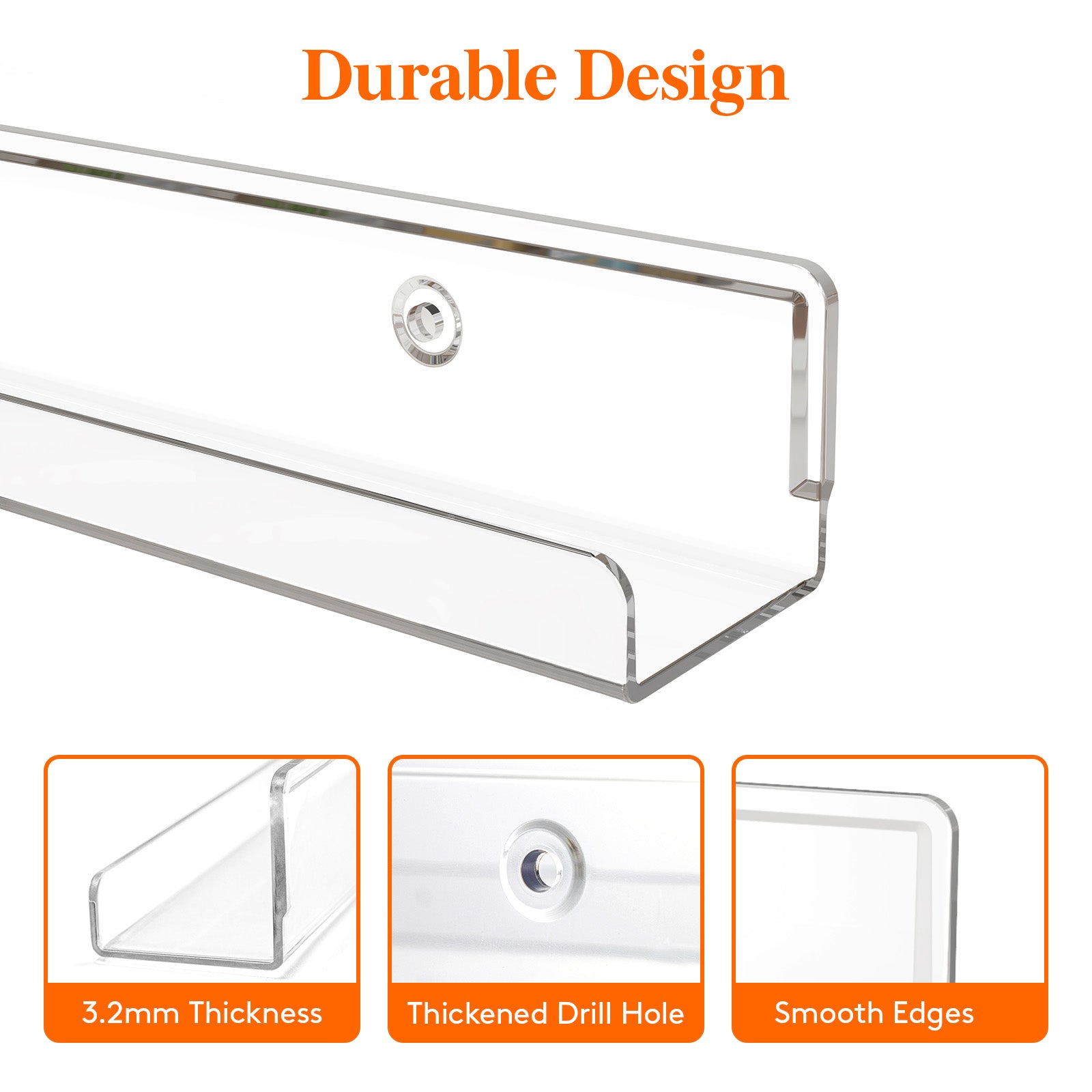 Lifewit Best Plastic Floating Shelves, Storage Wall Shelves for Bedroom, Living Room, Bathroom