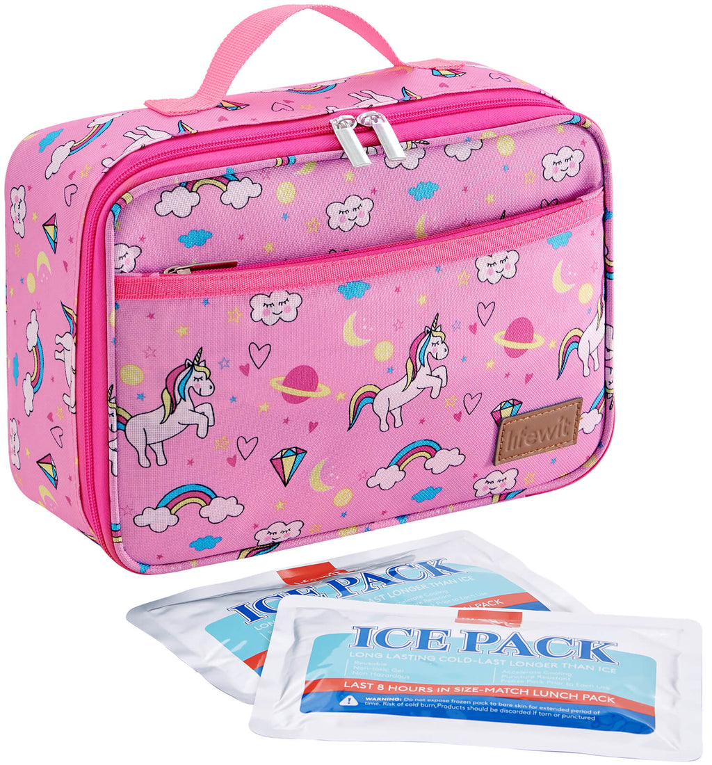 Lifewit Insulated Lunch Box with Ice Pack, Freezable Soft Lunch Cooler Bag, Black/Pink/Blue