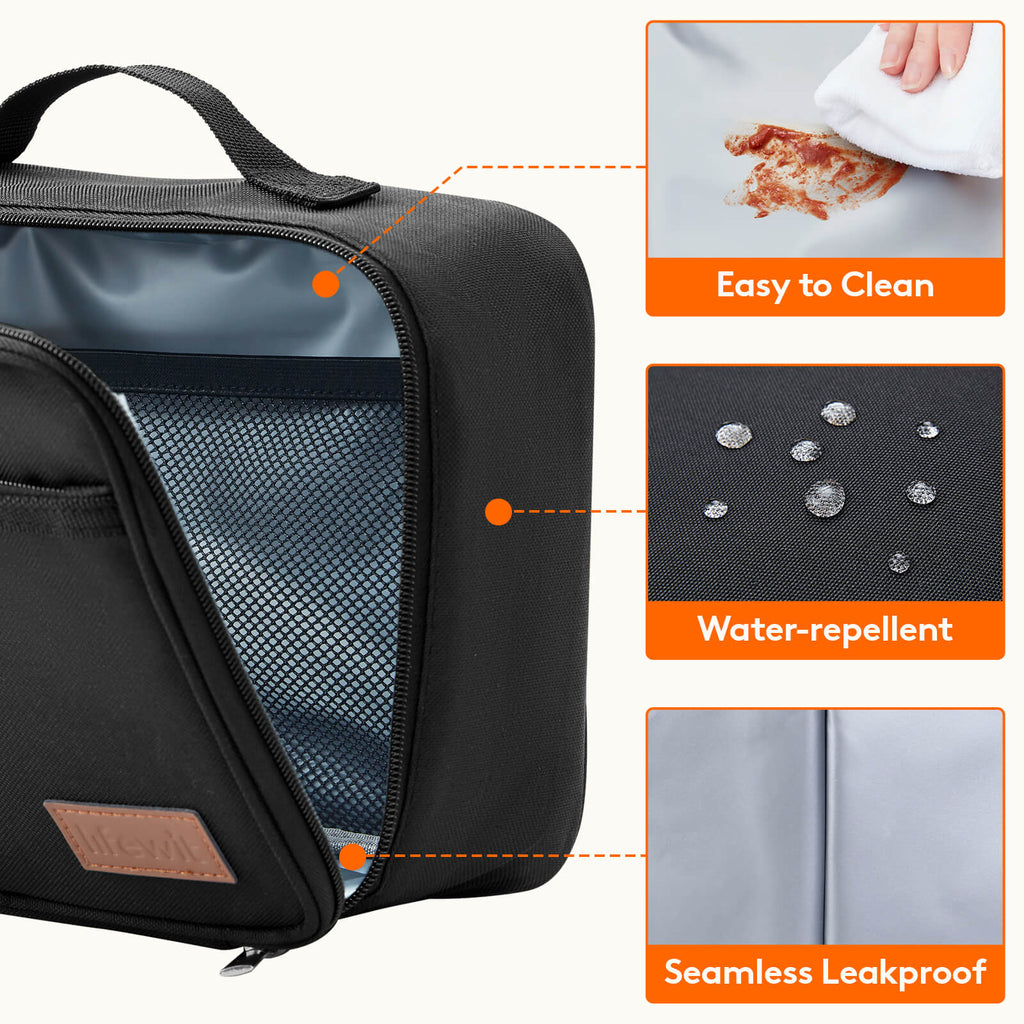 Lifewit Insulated Lunch Box with Ice Pack, Freezable Soft Lunch Cooler Bag, Black/Pink/Blue