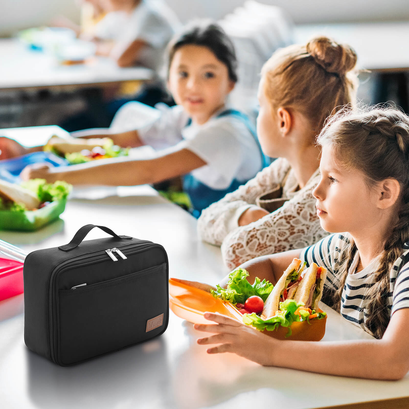 Lifewit Insulated Lunch Box with Ice Pack, Freezable Soft Lunch Cooler Bag, Black/Pink/Blue