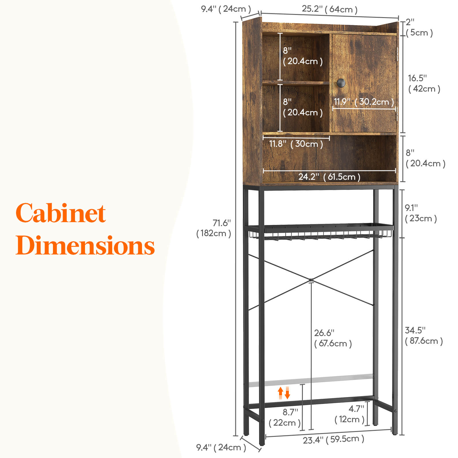 Lifewit Over-the-Toilet Storage Cabinet, Bathroom Organizer Shelf Rack, Bathroom Space Saver