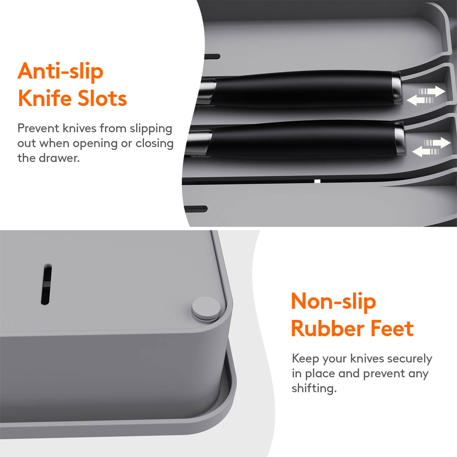 Lifewit Knife Drawer Organizer, In Drawer Knife Block, Knife Storage Holder for Kitchen Drawer