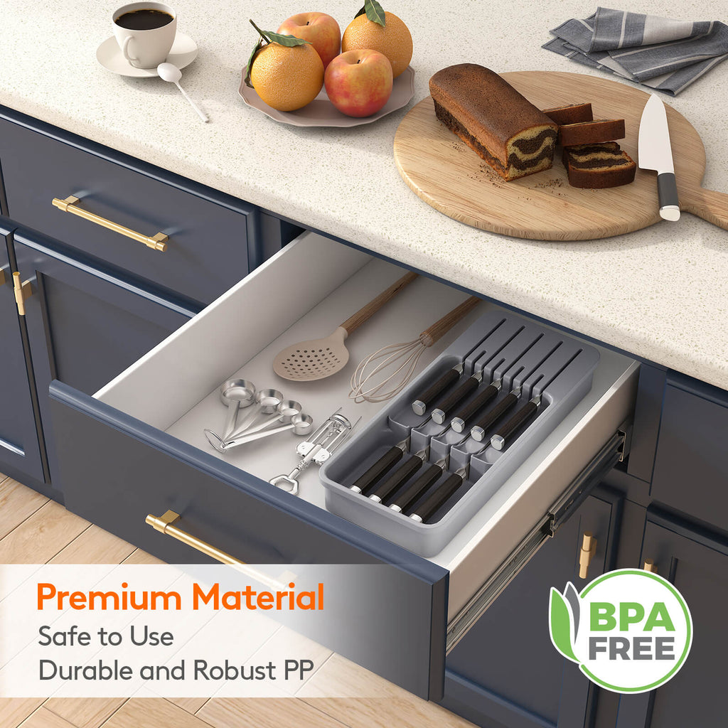 Lifewit Knife Drawer Organizer, In Drawer Knife Block, Knife Storage Holder for Kitchen Drawer