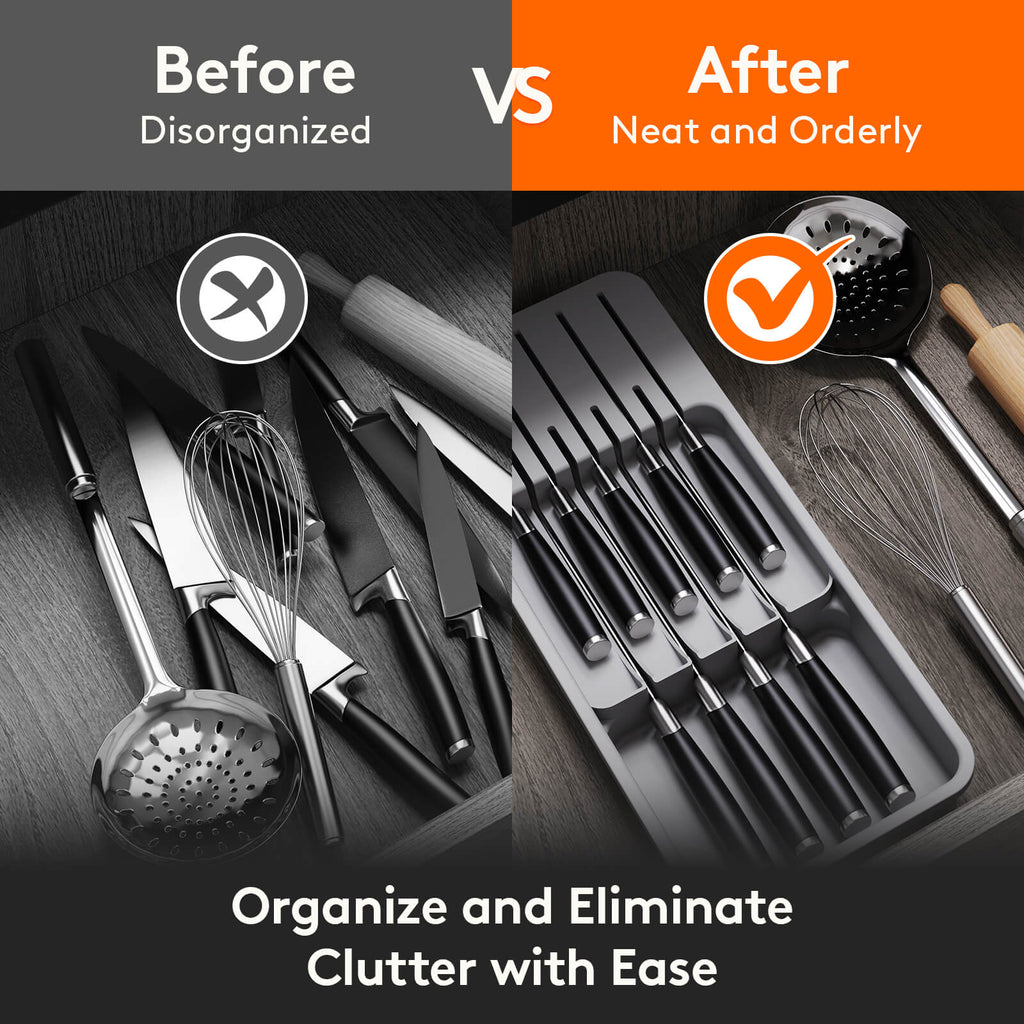 Lifewit Knife Drawer Organizer, In Drawer Knife Block, Knife Storage Holder for Kitchen Drawer