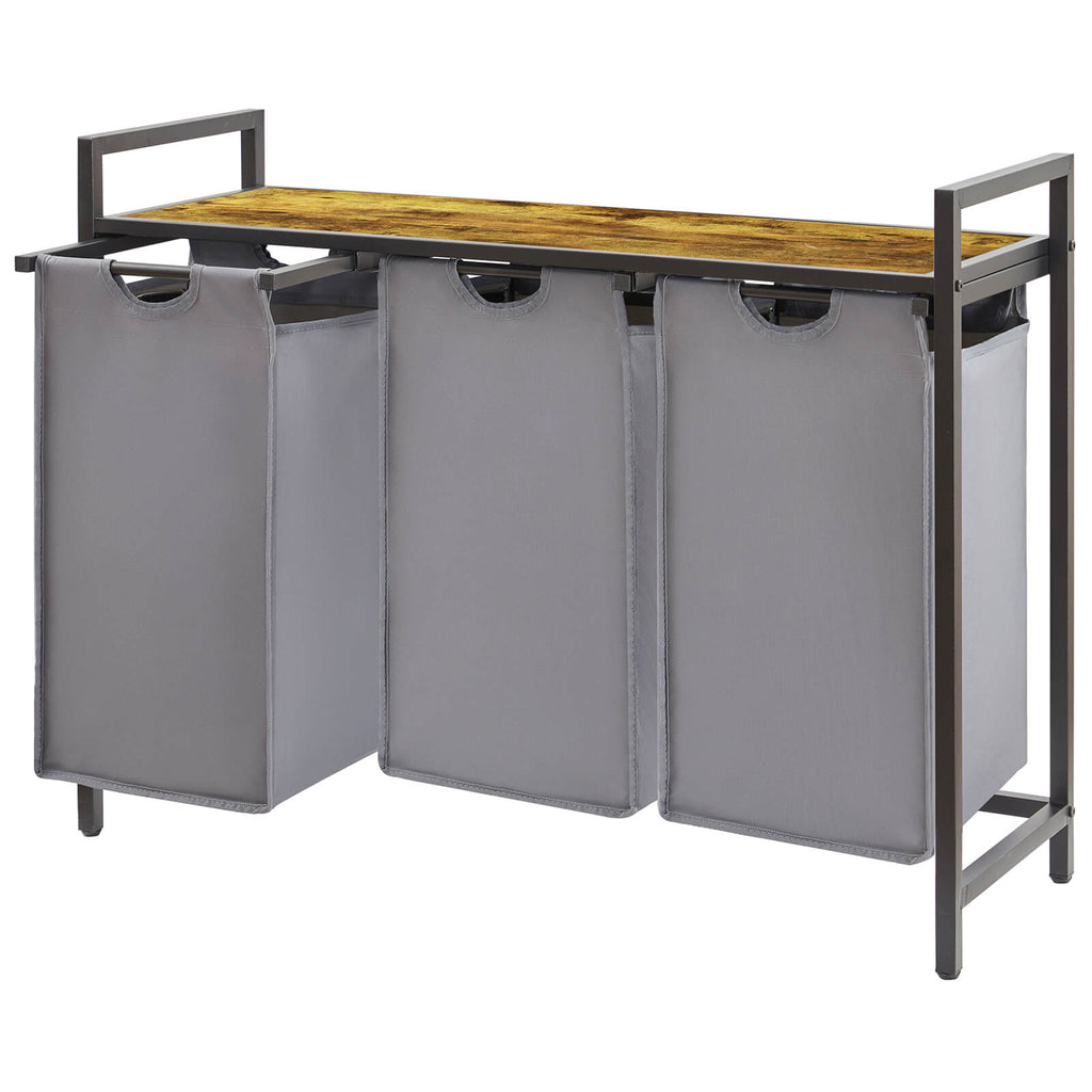 Lifewit Laundry Basket, 3 Section Pull Out Laundry Hamper, 120L, Black/Gray