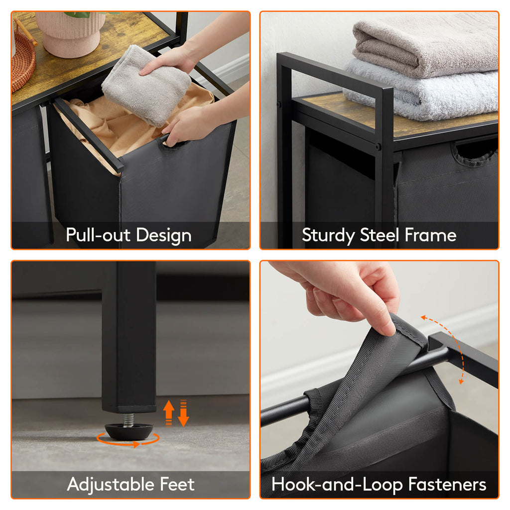 Lifewit Laundry Basket, Pull Out Double Laundry Hamper, 95L, Black/Gray