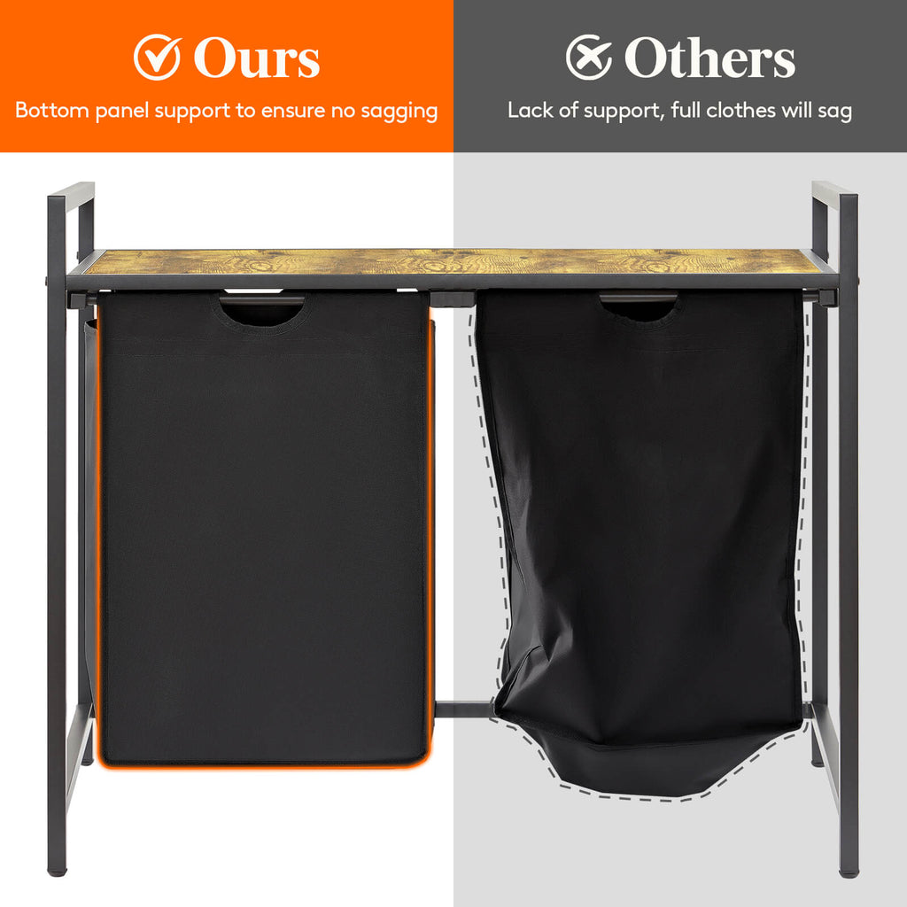 Lifewit Laundry Basket, 3 Section Pull Out Laundry Hamper, 120L, Black/Gray