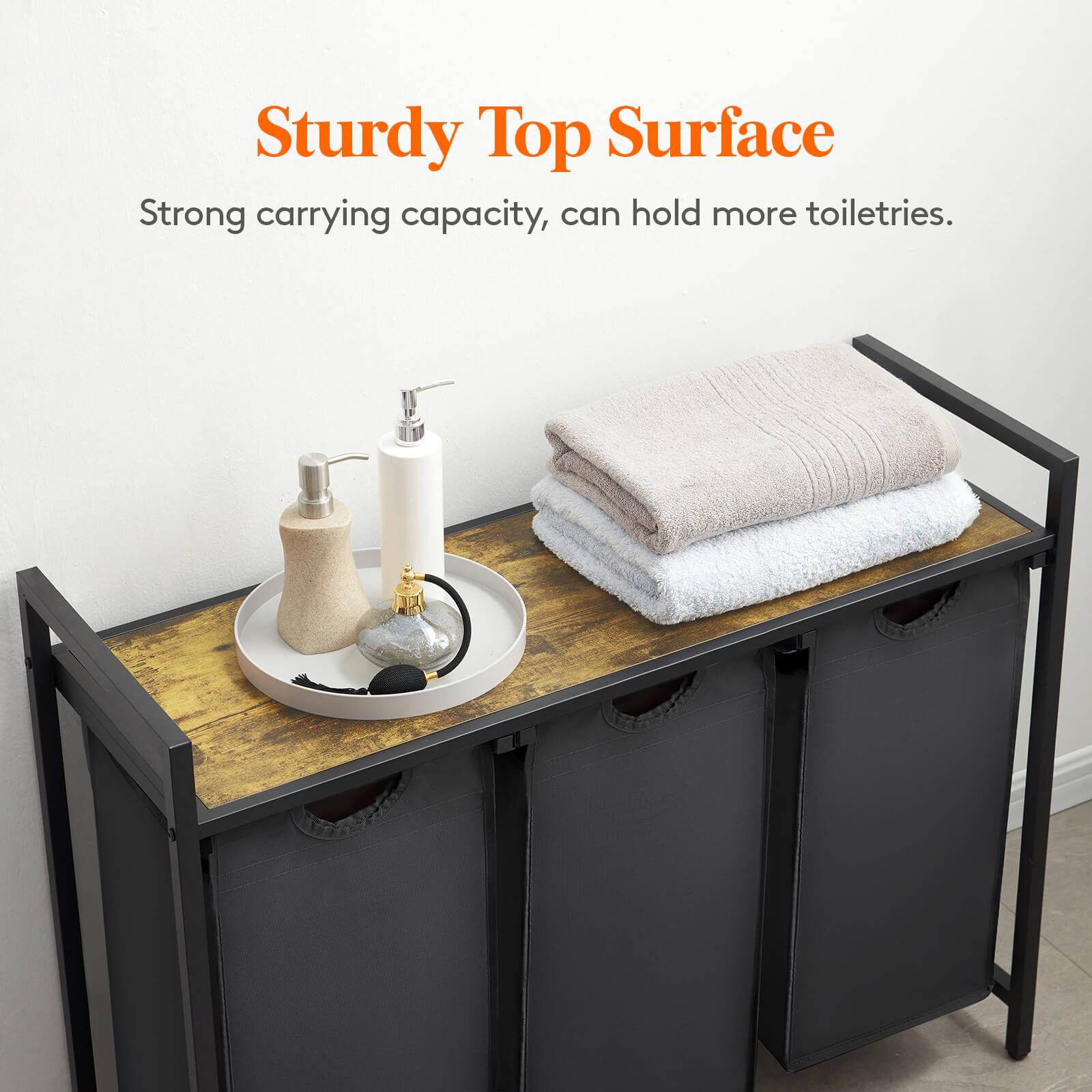 Lifewit Laundry Basket, 3 Section Pull Out Laundry Hamper, 120L, Black/Gray