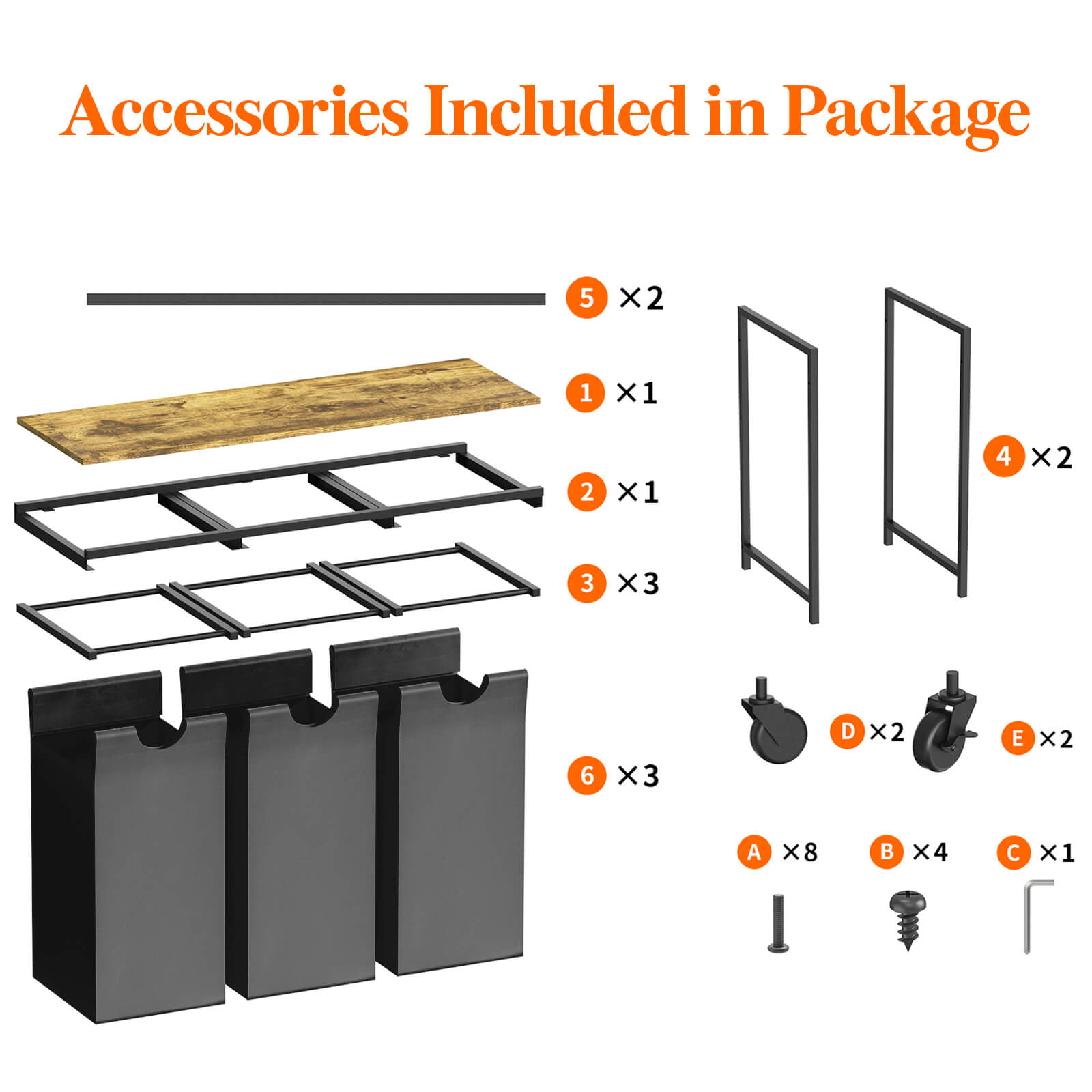 Lifewit 3 Section Laundry Hamper with Wheels, Rolling Laundry Basket, Black/Grey