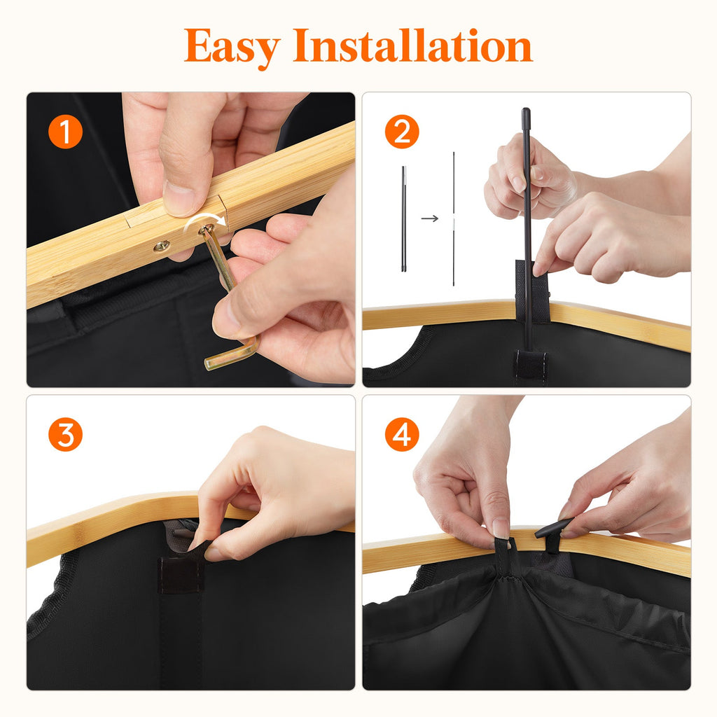 Lifewit 120L Large Double Laundry Basket with Lid, Removable Laundry Basket with Bamboo Handle