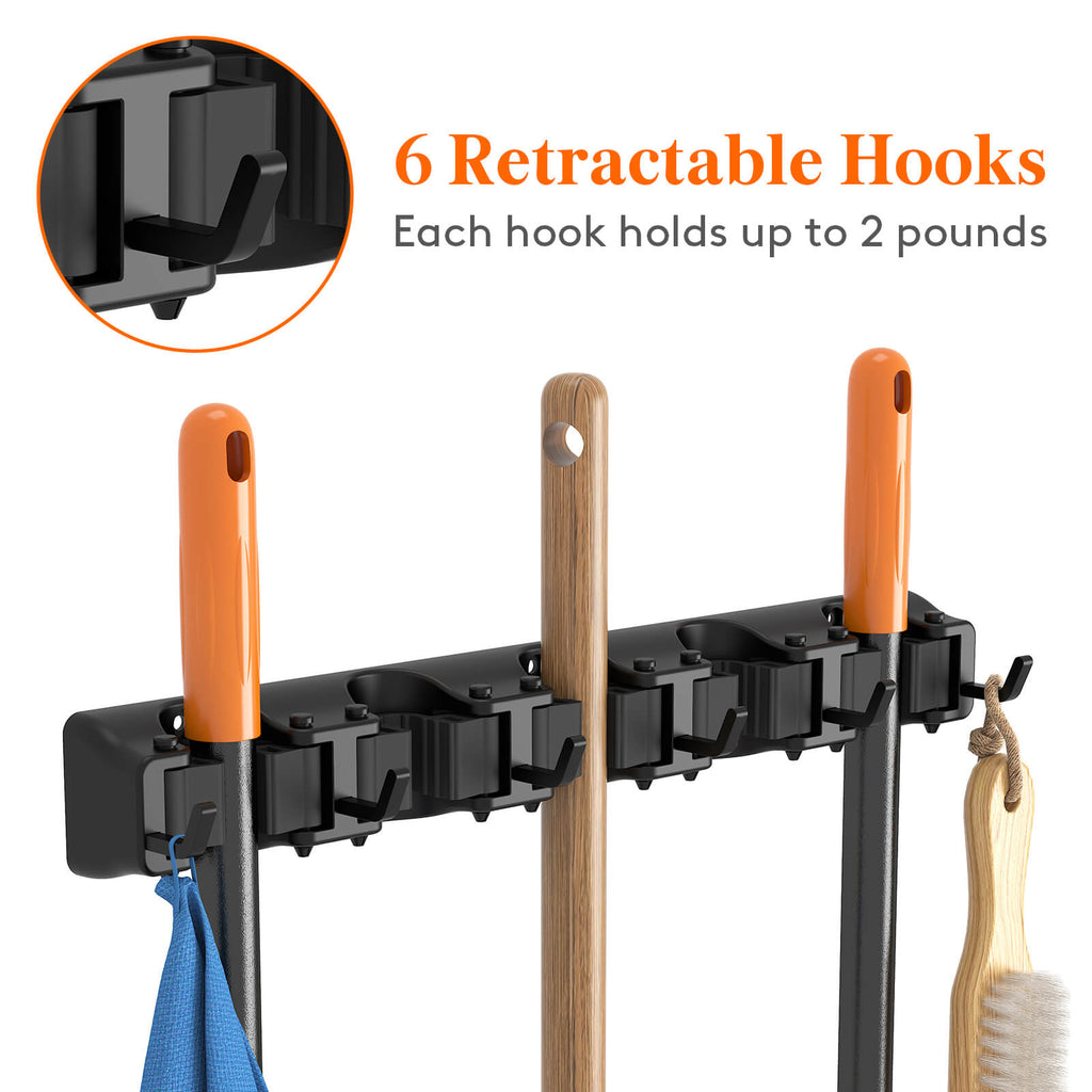 Lifewit Mop and Broom Holder Wall Mount, Garden Tool Organizer, Broom Hanger