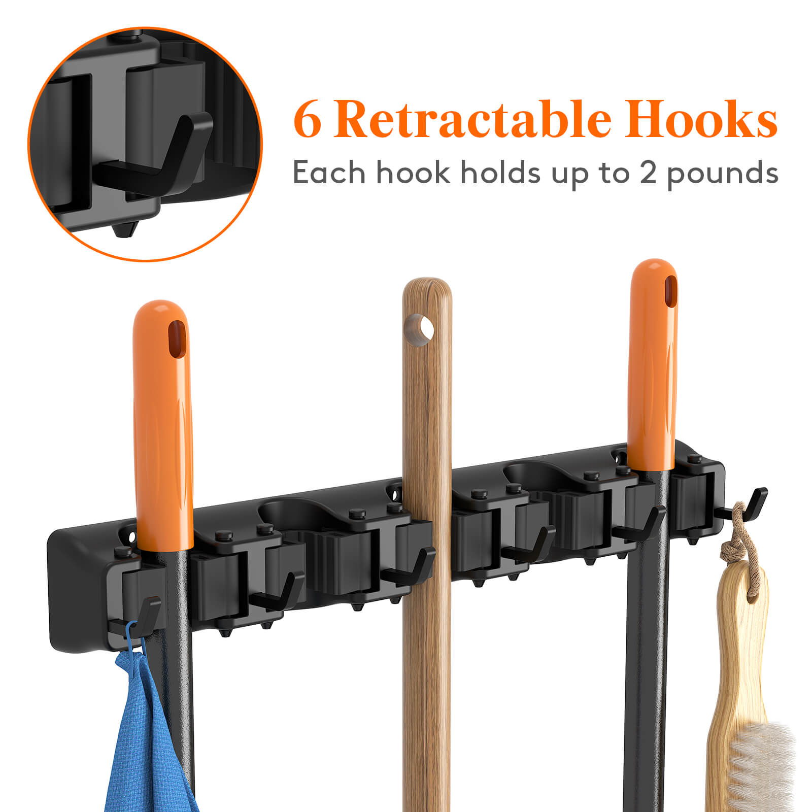 Lifewit Mop and Broom Holder Wall Mount, Garden Tool Organizer, Broom Hanger