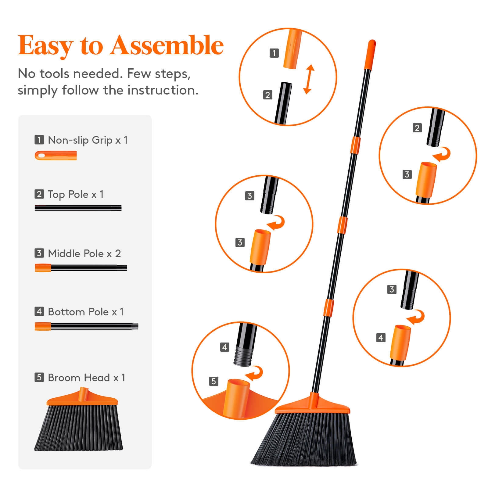 Lifewit Outdoor Sweeping Broom, Heavy Duty Angle Dust Broom