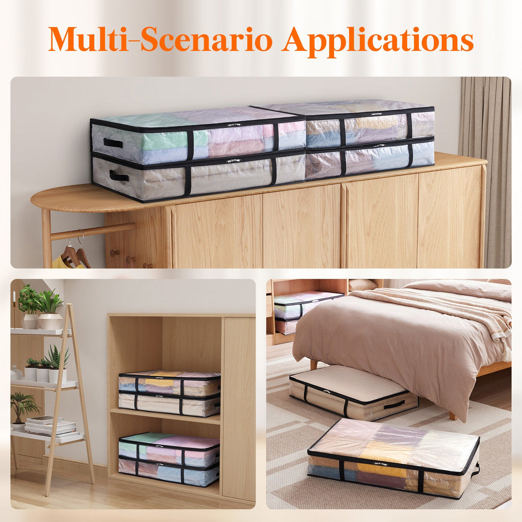 Lifewit Under Bed Storage, Large Clear Plastic Storage Bags, 60L, 4 Pack