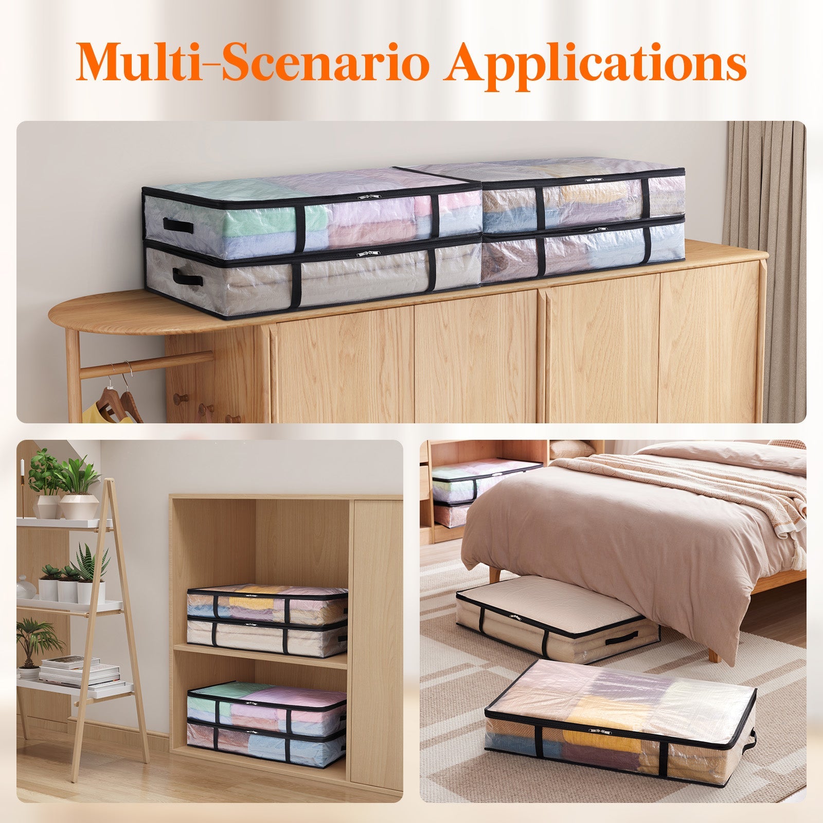 Lifewit Under Bed Storage, Large Clear Plastic Storage Bags, 60L, 4 Pack