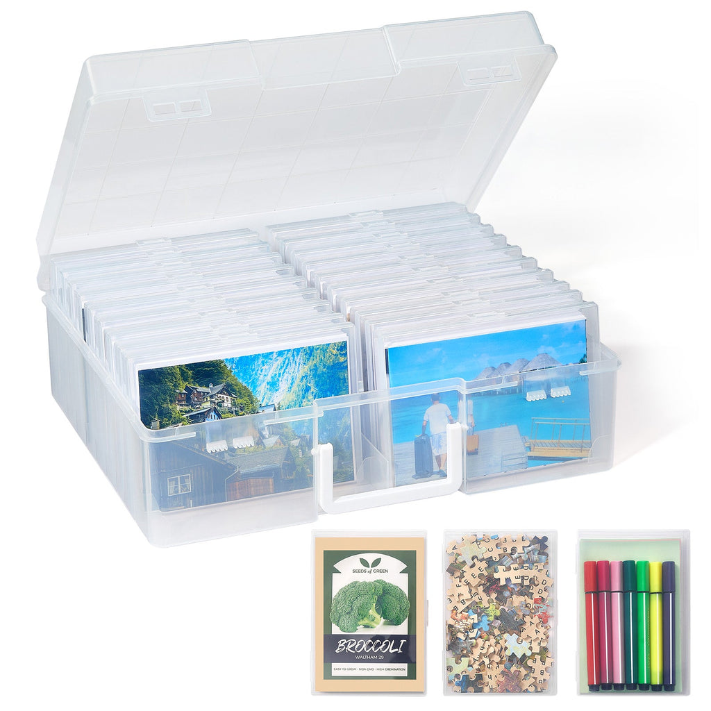 Lifewit Photo Storage Box 4" x 6" Photo Case, 20 Inner Photo Keeper, Clear Photo Boxes Storage