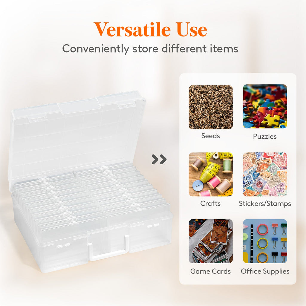 Lifewit Photo Storage Box 4" x 6" Photo Case, 20 Inner Photo Keeper, Clear Photo Boxes Storage