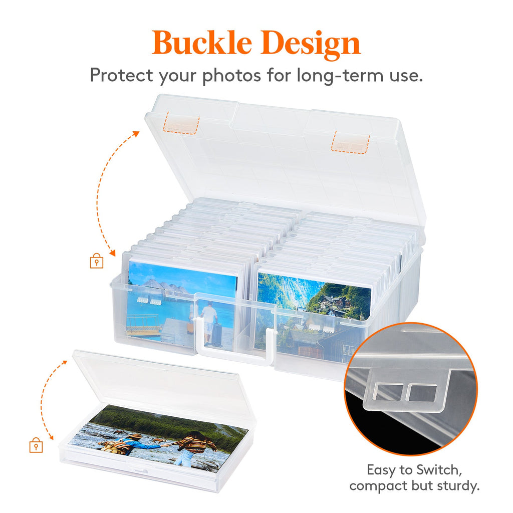 Lifewit Photo Storage Box 4" x 6" Photo Case, 20 Inner Photo Keeper, Clear Photo Boxes Storage