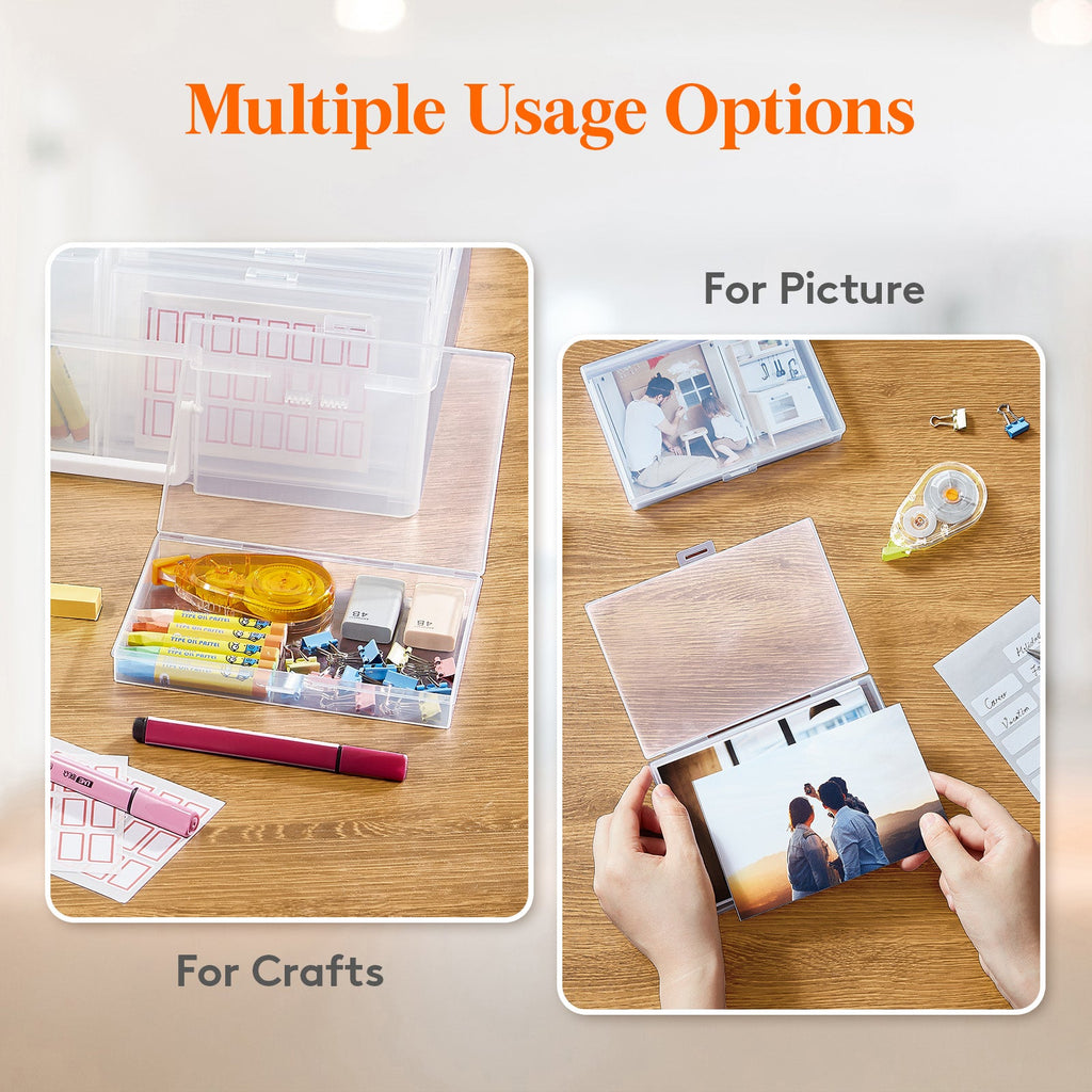 Lifewit Photo Storage Box 4" x 6" Photo Case, 20 Inner Photo Keeper, Clear Photo Boxes Storage