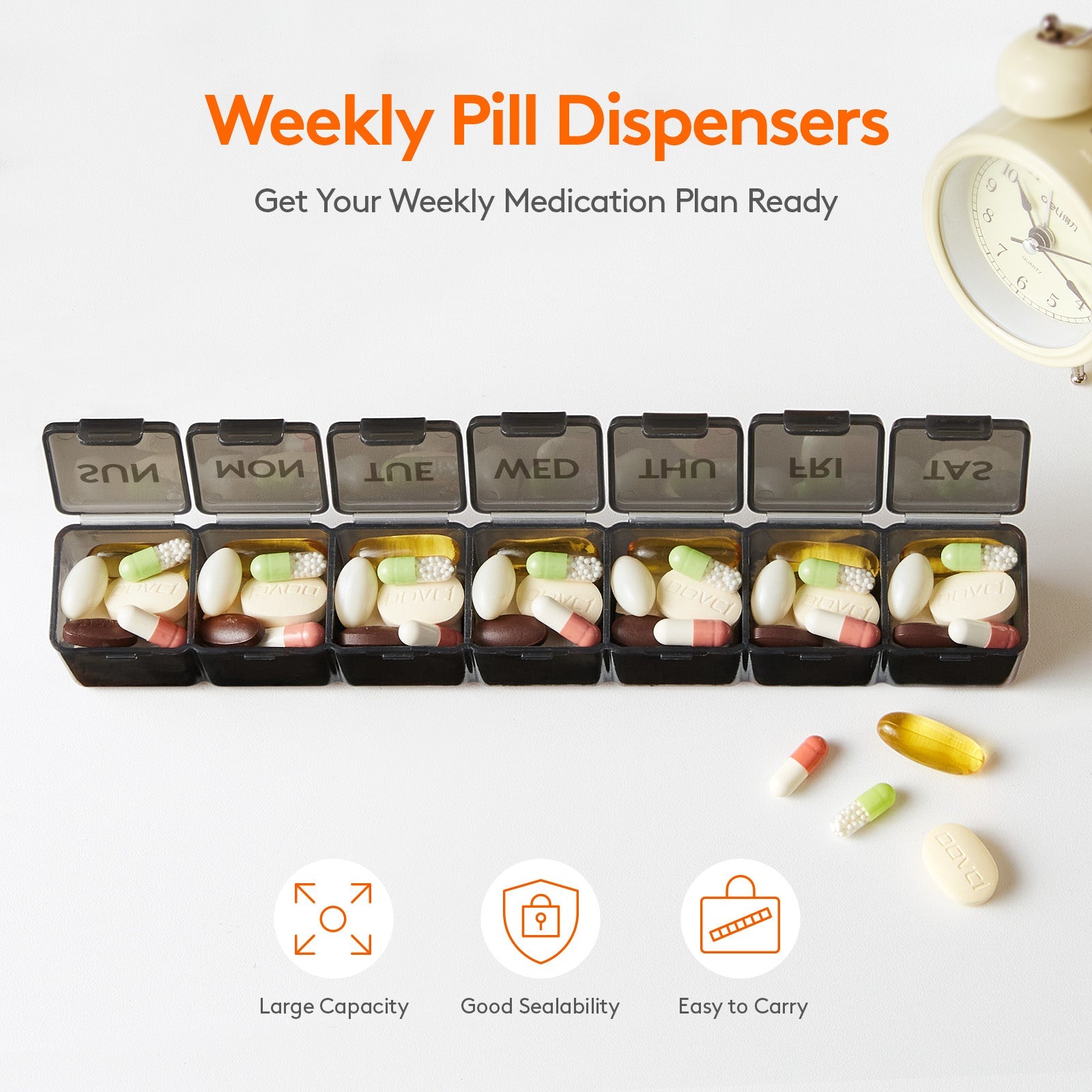 Lifewit Monthly Pill Organizer, 28 Day Pill Box, 4 Weeks One Month Pill Case