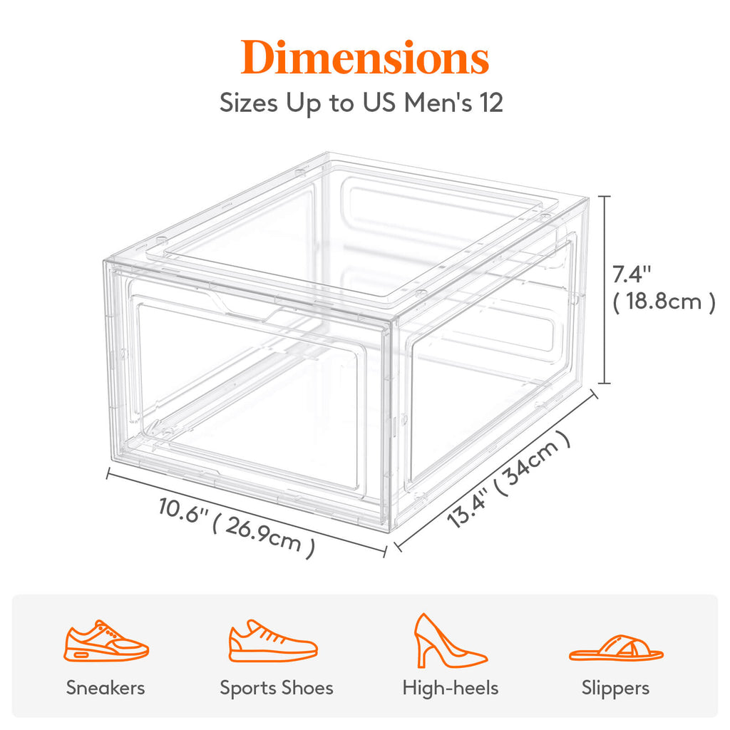 Lifewit Stackable Shoe Storage Boxes, Clear Plastic Shoe Organizer Containers Bin, Sneaker Display Case