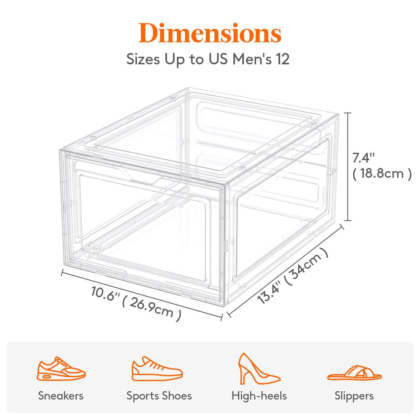 Lifewit Stackable Shoe Storage Boxes, Clear Plastic Shoe Organizer Containers Bin, Sneaker Display Case