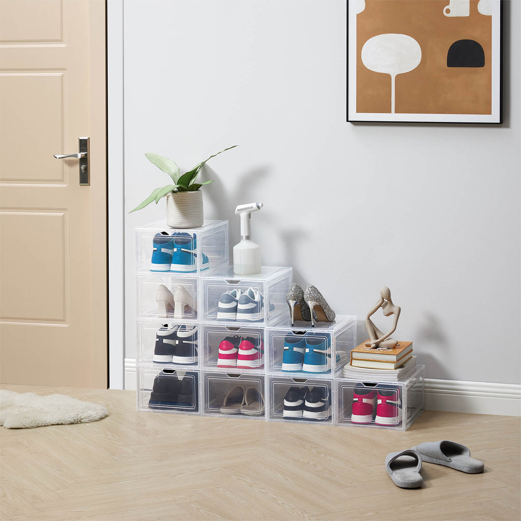 Lifewit Stackable Shoe Storage Boxes, Clear Plastic Shoe Organizer Containers Bin, Sneaker Display Case