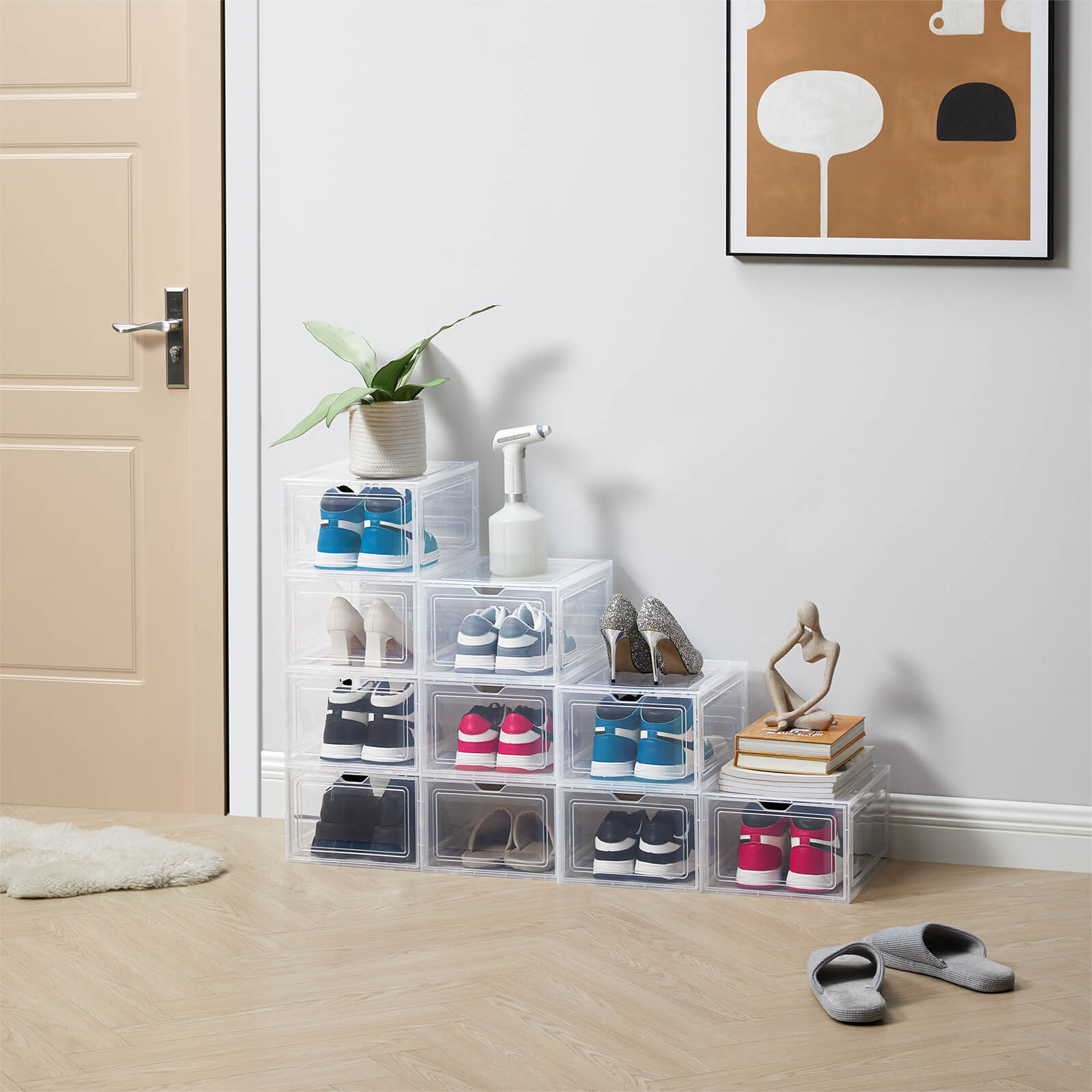 Lifewit Stackable Shoe Storage Boxes, Clear Plastic Shoe Organizer Containers Bin, Sneaker Display Case