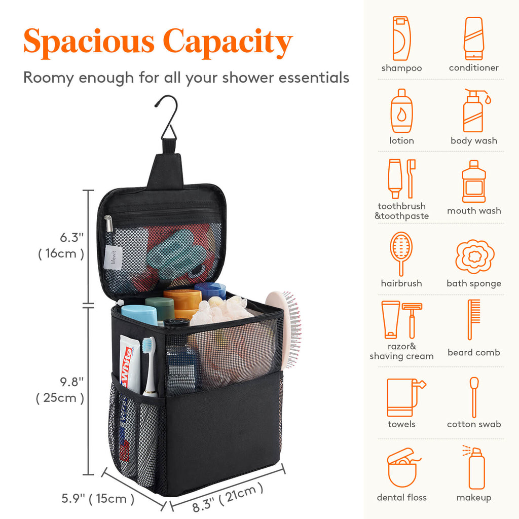 Lifewit Shower Bag, Portable Mesh Shower Caddy, Shower Organizer for Camping, Dorm, Travel