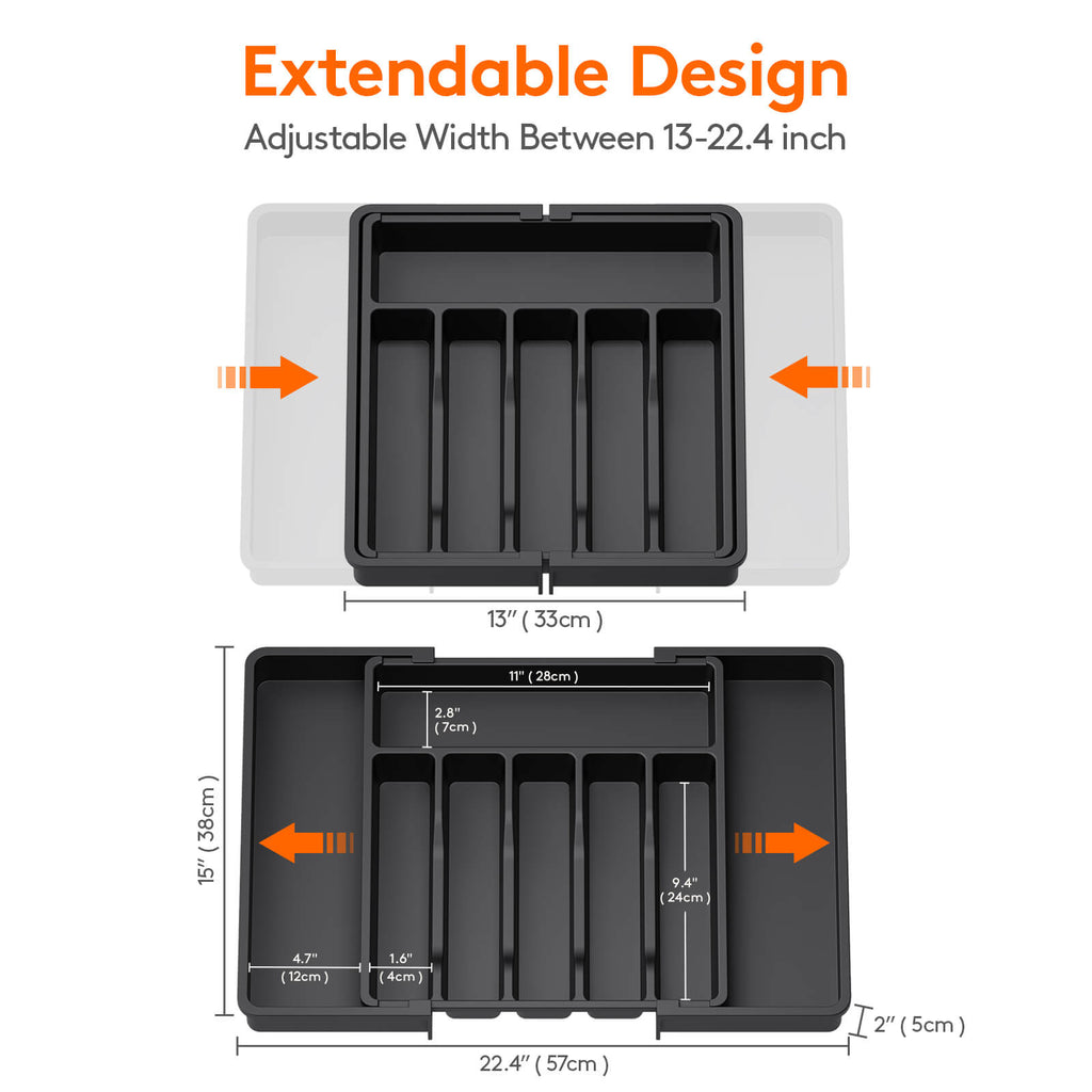 Lifewit Silverware Drawer Organizer, Utensil Flatware Cutlery Holder Tray Organizer for Kitchen Drawer